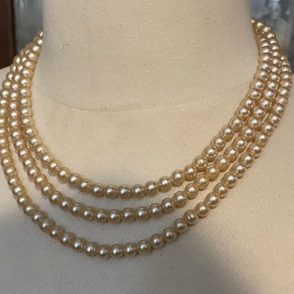 Lustrous Champagne Pearl Multi-Strand Necklace for Women